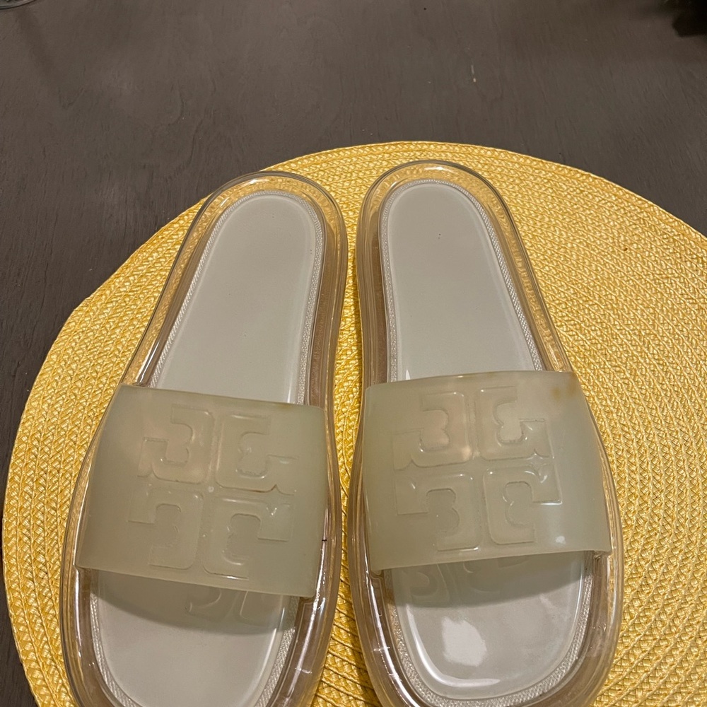 Tory Burch Cream Transparent Slides